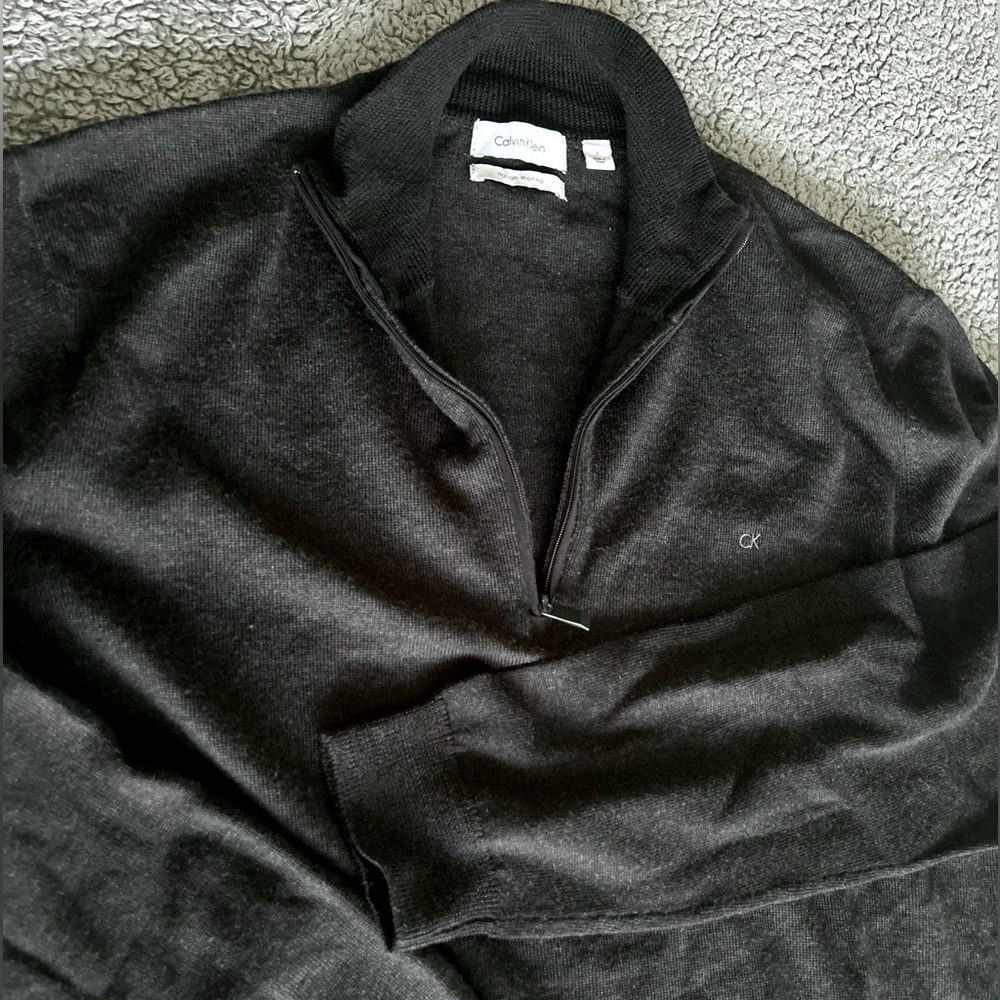 Calvin Klein Half-Zip Merino Wool Sweater, Size Large